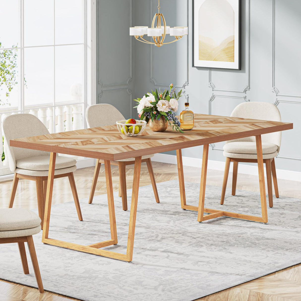 Tribesigns 70.8 Inch Executive Desk, Large Computer Desk Workstation Table, Modern Large Office Desks Small Conference Table Business Furniture for Home Office, Walnut Tribesigns