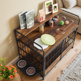 WARCAT Large Furniture Dog Crate, Heavy Duty Dog Crate, Dog Kennel Indoor, Wood Dog Cage Table with Adjustable Lighting Color, Sturdy Metal, 44" L×26" W×37" H, Brown WARCAT