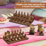 Juexica Wood Ring Display 2 Pieces Ring Holder for Jewelry Wooden Ring Stand Jewelry Counter Showcase 3 Step Ring Organizer for 18 Rings Storage Selling (Brown) Juexica