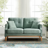 SoarTalent 56.7" Loveseat Sofa Small Couch Fabric Upholstered 2-Seat Sofa with USB Port for Small Place, Apartment, Living Room,Office(Mint Green) SoarTalent