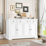 finetones Buffet Cabinet with Storage, 55.1" Large Sideboard Buffet Cabinet, White Kitchen Cabinet with 3 Drawers and 4 Doors, Wood Coffee Bar Cabinet for Kitchen Dining Room, White finetones