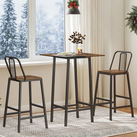 YATINEY Bar Table, Kitchen Dining Table, Bar Counter Height Table, Pub Table, Color Matching Breakfast Table, for Dining Room, Tavern, Coffee Corner, Party, Rustic Brown and Black BT02BR YATINEY