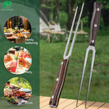 FULLHI butcher's fork with wood Handle Stainless Steel Meat Fork/Kitchen Tool, 12.4 Inch, Carving Fork FULLHI