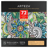 ARTEZA Adult Coloring Book, Floral Designs, 72 Sheets, 6.4x6.4 Inches Coloring Pages, 100 lb Paper, Gray Outlines ARTEZA