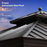 PURPLE LEAF 12' X 16' Permanent Hardtop Gazebo for Patio with Netting and Curtains Deck Backyard Heavy Duty Sunshade Metal Roof All Weather Outdoor Pavilion Canopy PURPLE LEAF