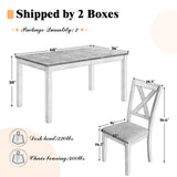 LUXOAK 7-Piece Farmhouse Solid Wood Dining Table Set with 6 Chairs, 60" Rectangular Dining Table & Chair Set for 6 People, Dining Table with Wood Legs, Table Set for Dining room, Kitchen, Rustic Cream LUXOAK