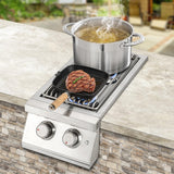 Hygrill 24,000BTU Liquid Propane Double Side Burner, Built In Double Grilling Side Burners for Outdoor Kitchen, Outdoor BBQ Grill Island Stanbroil