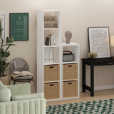 Furinno Cubicle Book Shelf, Vertical 5-Cube Bookshelf, Extra Thick Frame Horizontally & Vertically Reversible Bookcase with Open Back, 14.6" x 16" x 72", for Living Room, Bedroom, Home Office, White Furinno