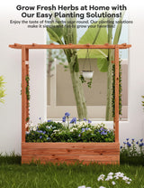 GarveeLife Raised Garden Bed with Trellis, 45 Inch Wood Planter Box with Side Trellis, Hanging Roof, and 4 Drainage Holes, Freestanding Elevated Garden Bed for Climbing Plants, Vines, Flowers GarveeLife