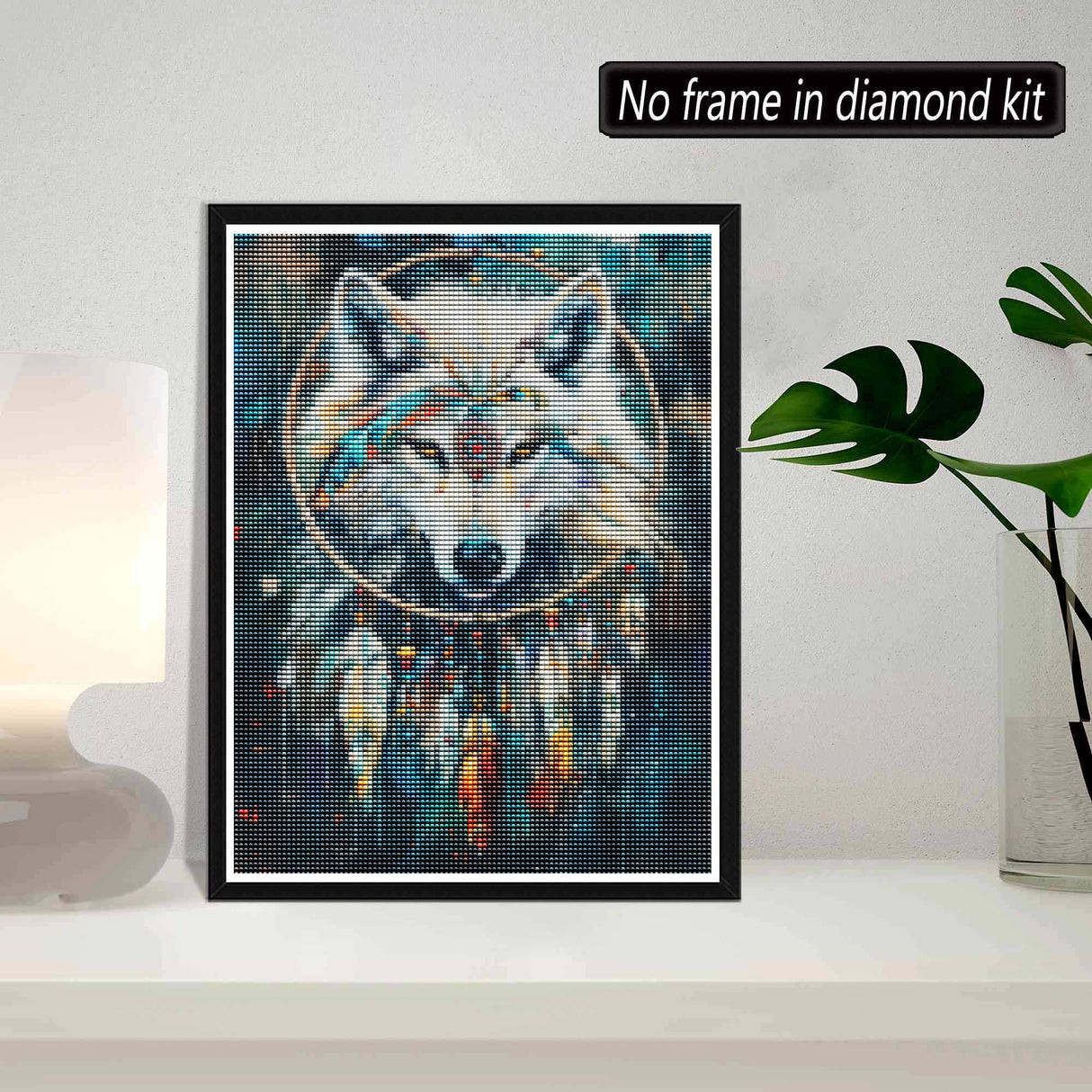 SKRYUIE 5D Wolf Diamond Painting Kits - DIY Diamond Art Kits for Adults Dreamcatcher, Full Round Drill - Crystal Cross Stitch - Adults Craft for Wall & Office Decor - 12x16 Inch q19 SKRYUIE