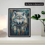 SKRYUIE 5D Wolf Diamond Painting Kits - DIY Diamond Art Kits for Adults Dreamcatcher, Full Round Drill - Crystal Cross Stitch - Adults Craft for Wall & Office Decor - 12x16 Inch q19 SKRYUIE