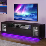 YITAHOME TV Stands for Living Room, Modern TV Stand for 65/70 inch TV, LED TV Entertainment Center with Storage & Power Outlets, TV Console Cabinet, Black YITAHOME