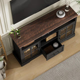 ChooChoo 2-Piece Living Room Table Set - Includes TV Stand with Storage for 75" TV, Lift-top Coffee Table with Storage and Hidden Compartment, Black & Espresso ChooChoo