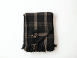 Plaid Black & Tan Fringed Woven Cotton Blend Throw Creative Co-Op