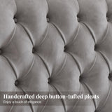 Jocisland King Size Platform Bed Frame with 60" Tall Sleigh Headboard, Luxury Velvet Upholstered Bed, Handcrafted Deep Button Tufted, Solid Wood Legs, Noise-Reducing, No Box Spring Needed,Light Gray Jocisland