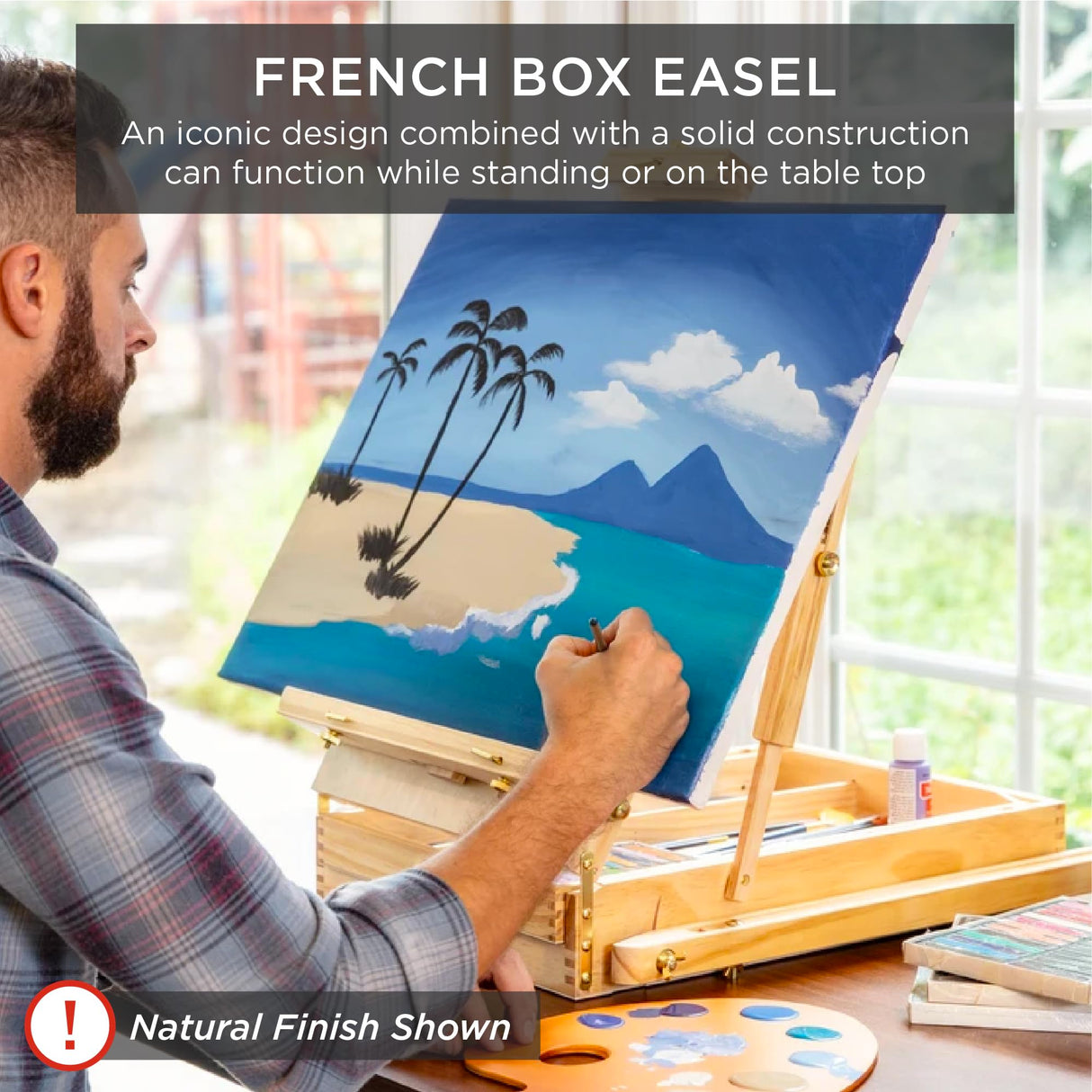 Best Choice Products French Easel, 32pc Beginners Kit Portable Wooden Folding Adjustable Sketch Box Artist Tripod for Painting, Drawing w/Acrylic Paints, Brushes, Canvases, Palettes - Blue Best Choice Products