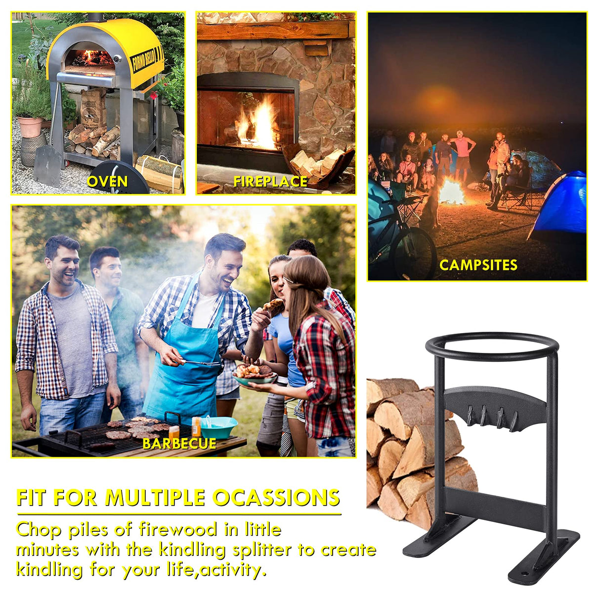 SHARPAI Kindling Splitter for Wood, Cast Iron Wood Splitter Hand Cutter Kindling Racker Manual Log Splitter Wedge for Campsite & Home SHARPAI