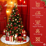 Christmas Tree Skirt 36 Inch, Holiday Part Decorations for Christmas Tree, Whit Plush Gold Sequin Snowflake Tree Shirt for Xmas SRISE