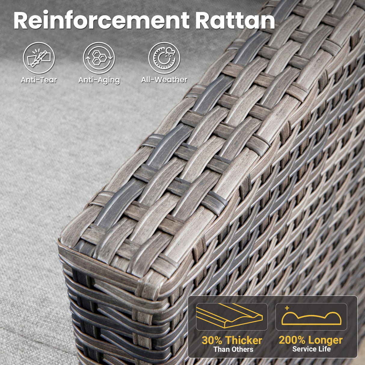 ovios Patio Loveseat, 2-Seater Outdoor Wicker Sofa Couch with Comfy Cushions, All Weather High Back Deep Seating Rattan Love Seat for Porch Deck Balcony, Grey ovios