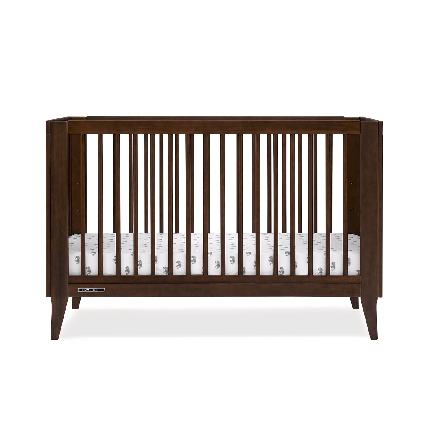 Delta Children Ollie 4-in-1 Convertible Crib - Greenguard Gold Certified, Walnut Espresso - WoodArtSupply