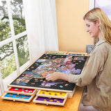 Tektalk 2000 Piece Foldable Puzzle Board with 8 Sorting Trays/Drawers, Jigsaw Puzzle Table with Cover, Storing for 2000, 1500, 1000, 500 Jigsaw Puzzle Pieces Tektalk