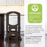 Little Partners Chef Series Learning Tower Toddler Tower – Kitchen Stool Adjustable Height Standing Tower Helper, Wooden Frame Counter Step-Up (Grey) Little Partners