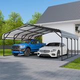 EBE 20' x 20' Metal Carport, Outdoor Heavy Duty Carport with Galvanized Steel Roof and Enhanced Metal Frame Structure, Garage Car Shelter Shade for SUV Trucks and Boats EBE