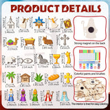 Mootycapa 24 Pcs Christmas Christian DIY Wooden Magnets to Paint, Nativity Scene Glow in The Dark Wood Painting Crafts, Jesus Fridge Magnets Craft Kits for Boys Girls School Home Party Activities Mootycapa