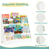 TOETOL 5-Tier Kids Bookshelf - Toddler Book Display Shelves for Classrooms, Playrooms, and Nursery - Wooden Children Book Rack (White) TOETOL