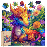 Qiuenisray Wooden Jigsaw Puzzles 500 pieces-Dragon,Medium,16.3x16.5in,Royal,Wooden Puzzles for Adults,Unique Shape Animal Adult Puzzles,Irregular Wood Puzzles Best Gift for Adults and Kids Family Game Qiuenisray