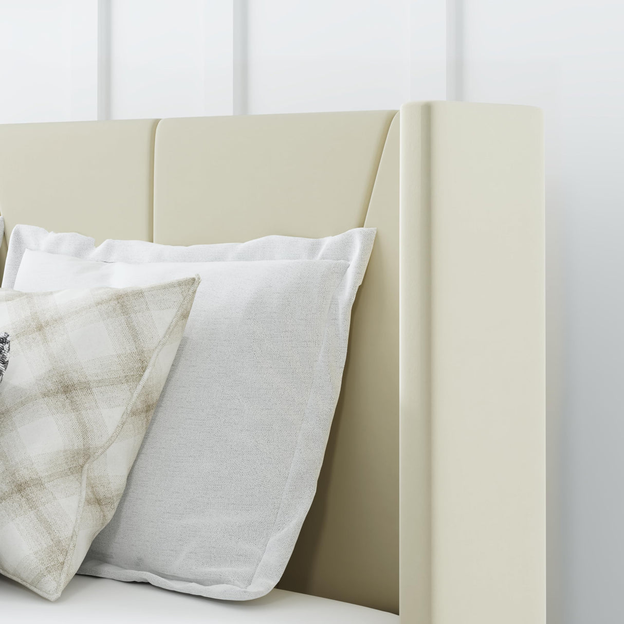 OLALITA Full Size Upholstered Platform Bed, Full Frame with Tufted Headboard, Sturdy Frame Wooden Slats, No Spring Mattress Required, Noiseless, Easy to Assemble, Beige OLALITA