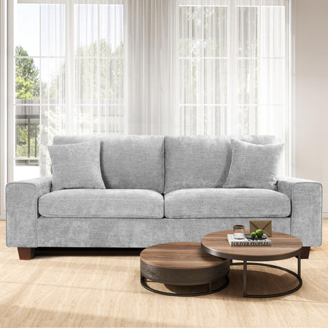 Czpalo 71.25" Chenille Sofa Couches for Living Room, 2 Seater Sofa with 2 Pillows, Small Modern Loveseat Couch for Small Spaces, Office. (Light Grey, 71.25 inches) Czpalo