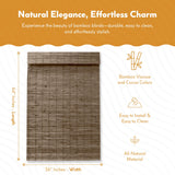 Radiance Cordless Bamboo Roman Shades for Windows - Flatstick Bamboo Blinds for Semi-Private Light Control - Easy to Lift & Fold Up Window Shades - Driftwood - 36 in. W x 64 in. L - (2216614E) Radiance