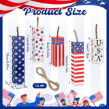 Weysat 5 Pcs 4th of July Tiered Tray Decor Wooden Rustic Patriotic Fireworks Centerpiece Wood Memorial Day Independence Day Red White and Blue Decorations for Farmhouse Home Table Decor Weysat