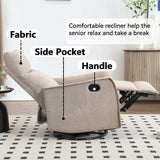 Massage Chair Recliner with Heat, Swivel Rocking Chair Recliner with High Back, Manual Lazy Boy Recliners for Adults,Small Recliner Chair for Small Spaces, Living Room Bedroom, Fabric (Khaki) Thctvous