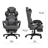RESPAWN 110 Pro Gaming Chair - Gaming Chair with Footrest, Reclining Gaming Chair, Video Gaming Computer Desk Chair, Adjustable Desk Chair, Gaming Chairs for Adults with Headrest Pillow - Grey Fabric RESPAWN