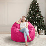 3FT Bean Bag Chair Bean Bag Chairs for Adults Giant Bean Chairs with Velvet Cover, Memory Foam BeanBag Chair Fluffy BeanBag Chairs for Living Room, Bedroom - Pink (36" x 36" x 22") Hobestluk