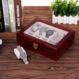 Uten Watch Box, 10 Slots Wooden Watch Case with Removable Watch Pillow, Metal Clasp Watch Display, Watch Box Organizer for Men and Women Uten