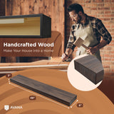 Avana Fireplace Mantel Shelf 48 inches - Natural Mantles for Over Fireplace - Wall Mounted Fireplace Mantels, Handcrafted Wood Mantle Mount, Rustic Brown Floating Mantle Shelves - 48 X 8 X 3 Inch Avana