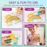 Klever Kits DIY Gel Art Suncatcher Kits for Kids, Paint Your Own Unicorn Window Art Kit with Photo Frame, Painting Arts and Crafts for Kids Ages 6-8 Girls Boys Birthday Gifts Halloween Decor Klever Kits