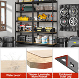 SYLOUGH 28" W Father&I Industrial Heavy-Dudy Garage Shelving Units/Systems: Metal 5-Tier Storage Shelves Adjustable for Basement/Closet/Tote/Kitchen/Pantry Organization, 60" H*28W *12" D, Black SYLOUGH