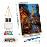 JOOZ Paint by Numbers Kit for Adults with Frame Eiffel Tower Paint by Number with Easel City Street Scene Adult Paint by Number Kits DIY Oil Painting Kits for Gift Home Wall Decor 7.87x11.81 Inch JOOZ
