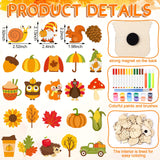 Relaxweex 24 Pcs Fall DIY Wooden Magnets, Thanksgiving Autumn Wood Painting Art Crafts, Pumpkin Fridge Magnets Craft Kits for Activities Gifts Home Party Relaxweex