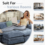 OQQOEE Sectional Sofa Modular Cloud Couch Upholstered Deep Seat Cloud Sofas with Ottoman Comfy Chenille Sofa Sleeper for Living Room,Apartment (Blue, L Shaped-3 Seat & Ottoman) OQQOEE