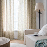 ENJOYBRIDAL Floral Bedroom Curtains 84 Inch Length 2 Panels Set Farmhouse Semi Sheer Living Room Drapes Cotton Linen Blend Bohemian Window Curtain Panels with Tassel Beige Rod Pocket Drapes ENJOYBRIDAL