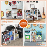 sugitek Record Player Stand,Vinyl Storage with 6-Tier Up to 280 Albums CDs, Display Shelf for Living Room,Bedroom（White） sugitek