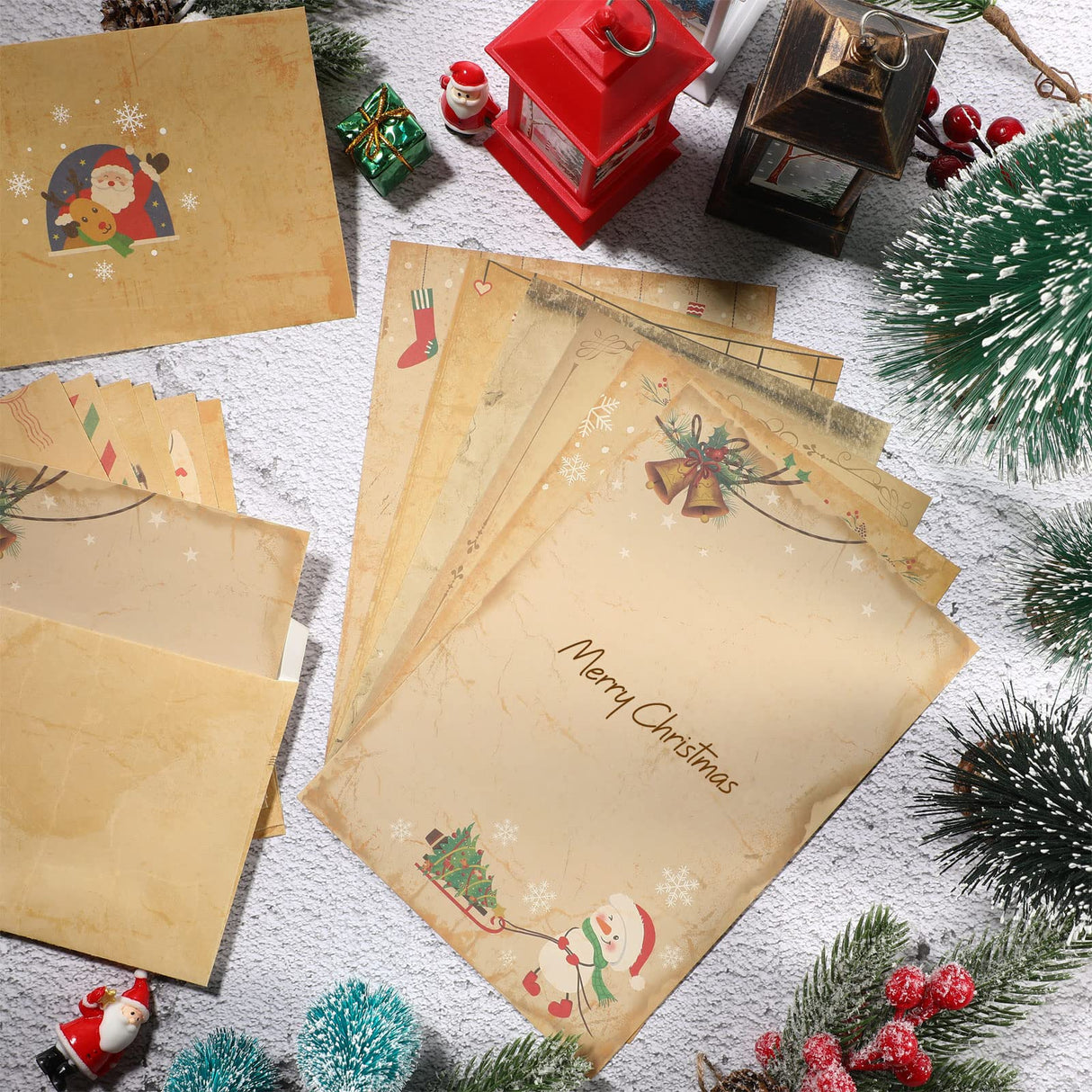 126 Pieces Christmas Stationery Paper and Envelopes Set Stationery Printer Paper with Envelopes Letter Set for Holiday Writing Zonon