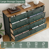 Tradare Green Dresser for Bedroom, 8 Drawer Dresser with Metal Handles, 55" Wide Modern Dressers & Chest of Drawers for Living Room, Hallway, Entryway Tradare
