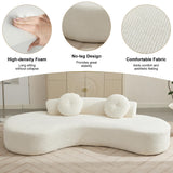 106'' Oversize Sponge Curved Sofa,Modern Minimalist Corduroy Anti-Wrinkle Sofa,Cloud Couch 3-Seater Couch w/2 Pillows (Beige) BUIORD