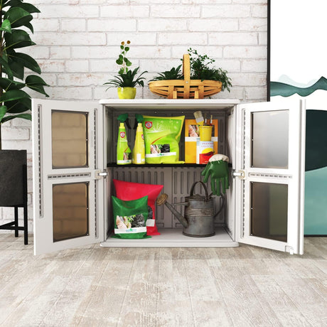 ADDOK Outdoor Storage Cabinet with Shelves,Indoor/Outdoor Storage Shed Waterproof,Lockable Storage Boxes for Garage, Kitchen, Tool Room,Backyard,BBQ appliances. ADDOK